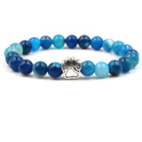 Dog Paw Charm Bracelet 8mm Natural Stone Beads Bear Claw Stretch Jewelry