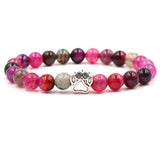 Dog Paw Charm Bracelet 8mm Natural Stone Beads Bear Claw Stretch Jewelry