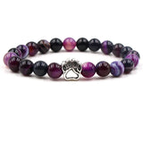 Dog Paw Charm Bracelet 8mm Natural Stone Beads Bear Claw Stretch Jewelry