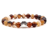 Dog Paw Charm Bracelet 8mm Natural Stone Beads Bear Claw Stretch Jewelry