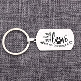 Dog Lover Keychain - Rescue Engraved Stainless Steel Car Key Holder