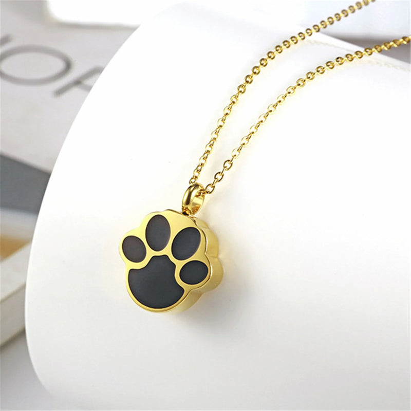 Dog Paw Cremation Jewelry Stainless Steel Resin Cats Pet Urn Ashes Necklace