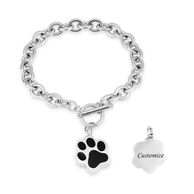 Dog Paw Print Cremation Jewelry for Ashes Memorial Urn Bangle
