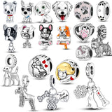 Schnauzer French Bulldog Sterling Silver Charm Bead for Bracelet DIY Jewelry