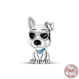 Schnauzer French Bulldog Sterling Silver Charm Bead for Bracelet DIY Jewelry