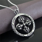 Vajra Wheel Round Cross Stainless Steel Pendant Necklace