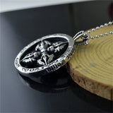 Vajra Wheel Round Cross Stainless Steel Pendant Necklace