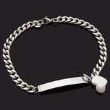 Hearts Bracelets Women Link Chain Jewelry Stainless Steel ID Bangle
