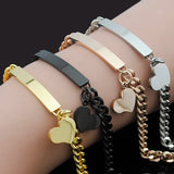 Hearts Bracelets Women Link Chain Jewelry Stainless Steel ID Bangle