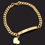 Hearts Bracelets Women Link Chain Jewelry Stainless Steel ID Bangle