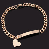 Hearts Bracelets Women Link Chain Jewelry Stainless Steel ID Bangle