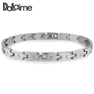 Unisex Stainless Steel Silver H-shaped Bracelet