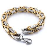 Vintage Stainless Steel Byzantine Bracelet Men Link Chain PUNK Style