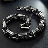 Vintage Stainless Steel Byzantine Bracelet Men Link Chain PUNK Style