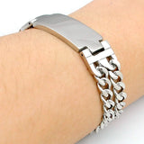 Men's Stainless Steel ID Bracelet Double Chain Retro Design