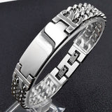 Men's Stainless Steel ID Bracelet Double Chain Retro Design