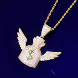 Dollar Wing Pendant CZ Men's Hip Hop Rock Jewelry
