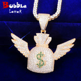 Dollar Wing Pendant CZ Men's Hip Hop Rock Jewelry