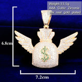 Dollar Wing Pendant CZ Men's Hip Hop Rock Jewelry