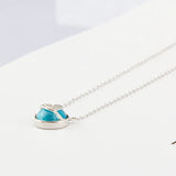 Dolphin Pendant Bead Stone Silver Chain Necklace for Women