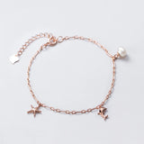 Starfish Dolphin 925 Anklet Women Silver Bracelet Pearl Jewelry