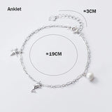 Starfish Dolphin 925 Anklet Women Silver Bracelet Pearl Jewelry