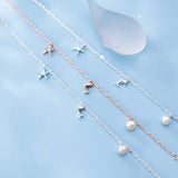 Starfish Dolphin 925 Anklet Women Silver Bracelet Pearl Jewelry