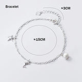 Starfish Dolphin 925 Anklet Women Silver Bracelet Pearl Jewelry
