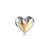 Golden Heart Charm Beads for Jewelry Making - Fits Bracelets