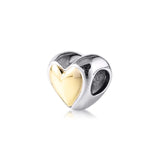 Golden Heart Charm Beads for Jewelry Making - Fits Bracelets