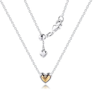 Golden Heart Collier Necklace Sterling Silver Jewelry