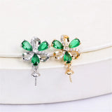 Green Zirconium Flower Pendant Necklace, DIY Accessories