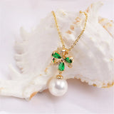 Green Zirconium Flower Pendant Necklace, DIY Accessories
