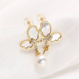 14K Wrapped Zircon Pearl Earrings S925 Silver Needle DIY Accessories