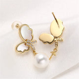14K Wrapped Zircon Pearl Earrings S925 Silver DIY Accessories