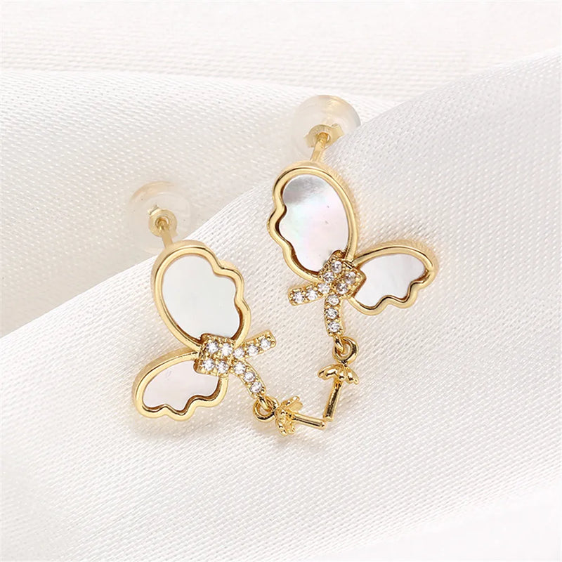 14K Wrapped Zircon Pearl Earrings S925 Silver Needle DIY Accessories