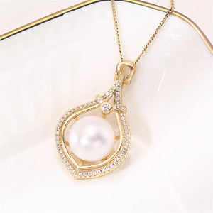 14k Coated Pearl Pendant Necklace DIY Jewelry Accessory
