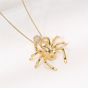 14k Coated Spider Pearl Necklace Pendant DIY Accessories for Women