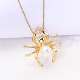 14k Coated Spider Pearl Necklace Pendant DIY Accessories for Women