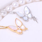 14k Coated Butterfly Mother-of-pearl Necklace Pendant DIY Accessories
