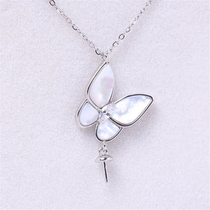 14k Coated Butterfly Mother-of-pearl Necklace Pendant DIY Accessories