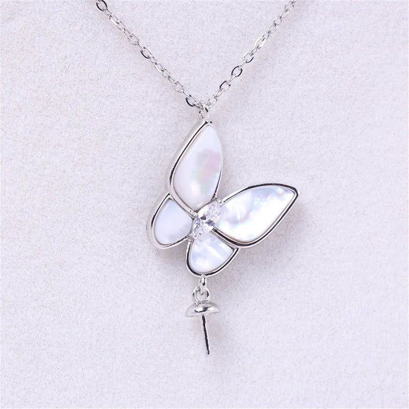 14k Coated Butterfly Mother-of-pearl Necklace Pendant DIY Accessories