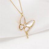 14k Coated Butterfly Mother-of-pearl Necklace Pendant DIY Accessories