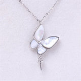 14k Coated Butterfly Mother-of-pearl Necklace Pendant DIY Accessories