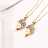 14k Coated Dolphin Pearl Necklace Pendant DIY for Women