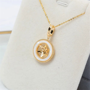 14k Circle Shell Pearl Necklace Pendant DIY Accessory