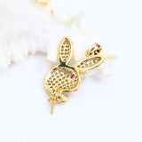 14k Rabbit Inlay Zircon Pearl Necklace Pendant DIY Accessories