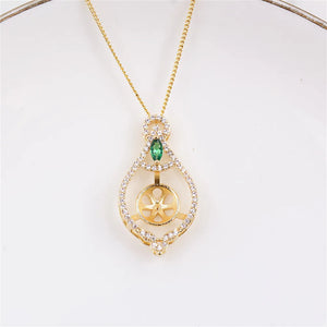 14k Green Zircon Pearl Necklace Pendant DIY Women