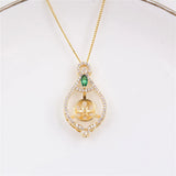 14k Green Zircon Pearl Necklace Pendant DIY Women