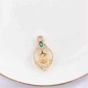 14k Green Zircon Pearl Necklace Pendant DIY Women